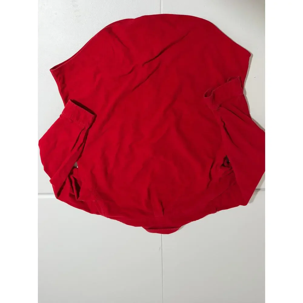 Polo Ralph Lauren Mens L Red Corduroy-Look Button Down Long Sleeve Shirt